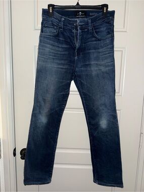 7 For All Mankind Dark Blue Straight Men’s Jeans Luxeperformance denim